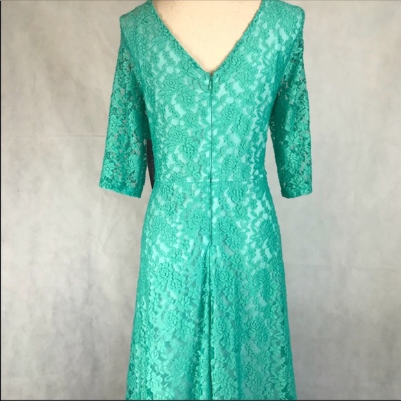 Sangria 3/4 Sleeve Aqua Lace Dress NWT - Picture 6 of 8